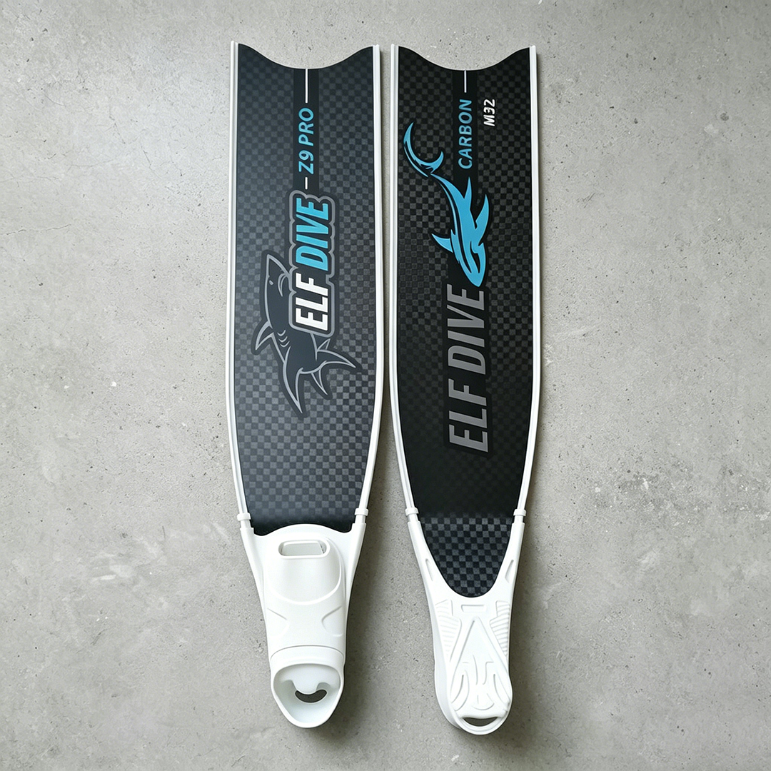 【New】T700 Carbon Spearfishing Long Fins (Blue Shark Pattern)